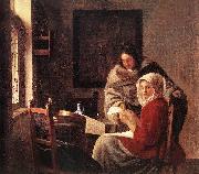 Jan Vermeer Girl Interrupted at Her Music oil painting reproduction